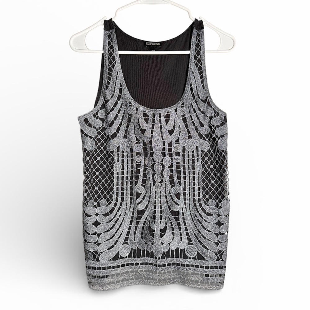 Express Silver Lace Tank Top size Small
